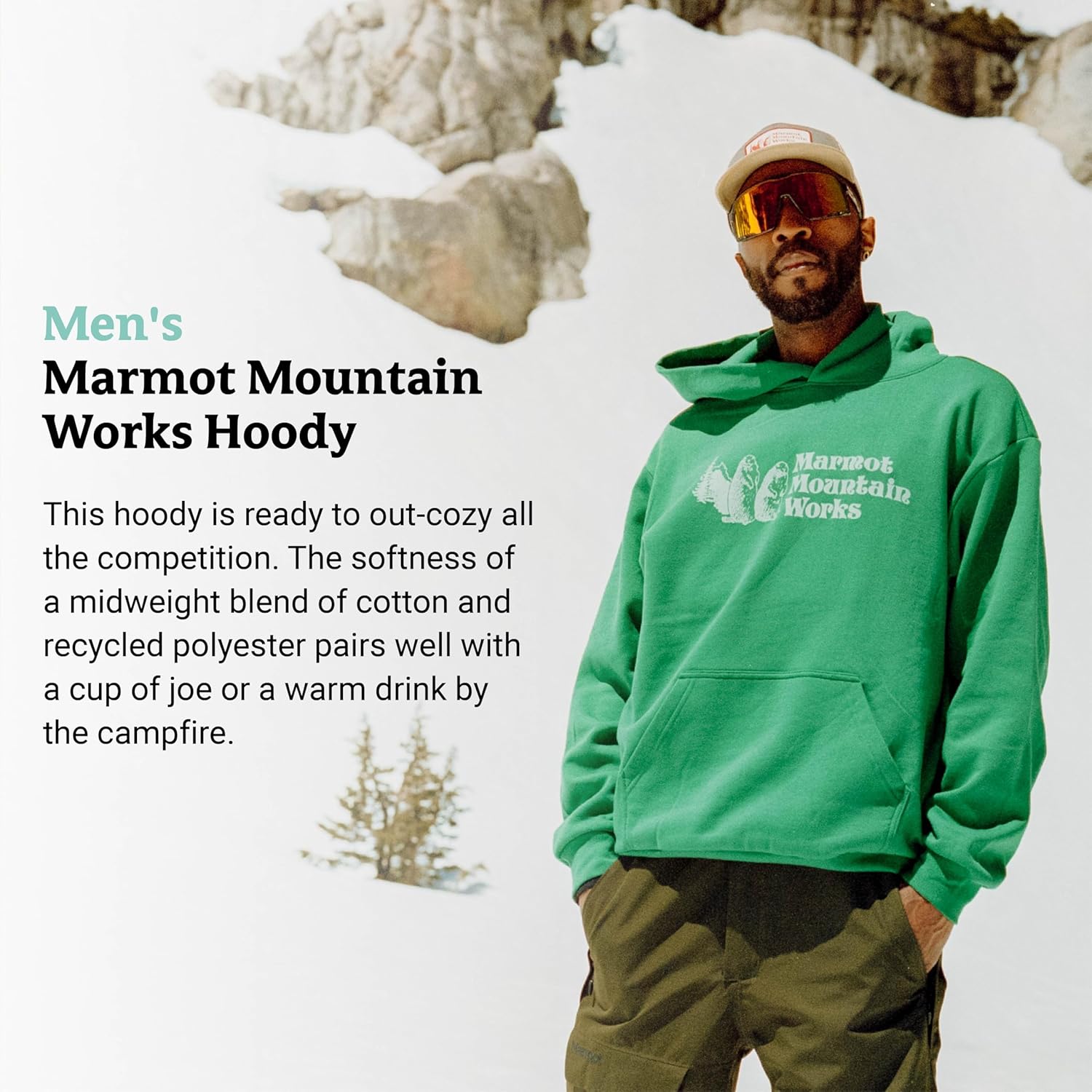 MARMOT Men's MMW Hoody - Hooded Sweatshirt with Screen Printed Graphic, Double-Layer Hood and Kangaroo Pocket - Image 4