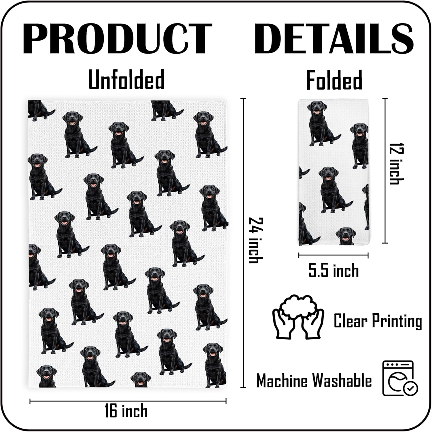 Black Labrador Retriever Dog Kitchen Dish Towels, Labrador Retriever Gifts for Women Men Hand Towels for Bathroom Kitchen Decor, Black Lab Gifts, 16x24 Inches - Image 7