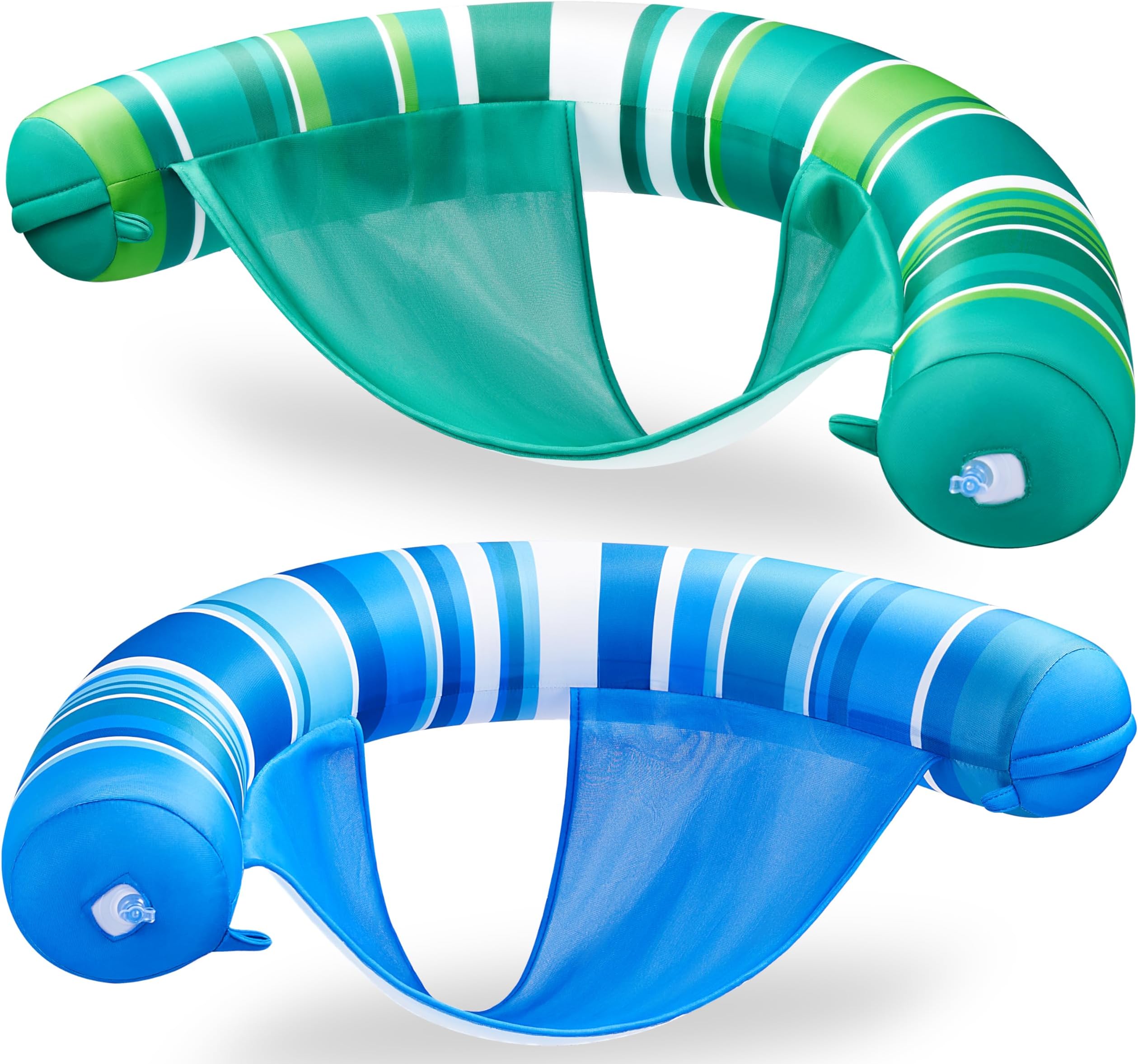 Inflatable Pool Floats Chairs Adults, 2 Packs Floating Noodle Chair with Stripes Design Soft Fabric Covered with Sling for Swimming Pool Water Chair Pool Lounger Party Floaties