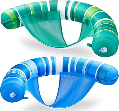 Sloosh Inflatable Pool Floats Chairs Adults, 2 Packs Floating Noodle Chair with Stripes Design Soft Fabric Covered with Sling for Swimming Pool Water Chair Pool Lounger Party Floaties