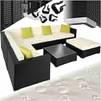 Salon Jardin 7 Places Modulable - Canapé Et Fauteuils En Polyrotin - Table Inclus - Style Contemporain