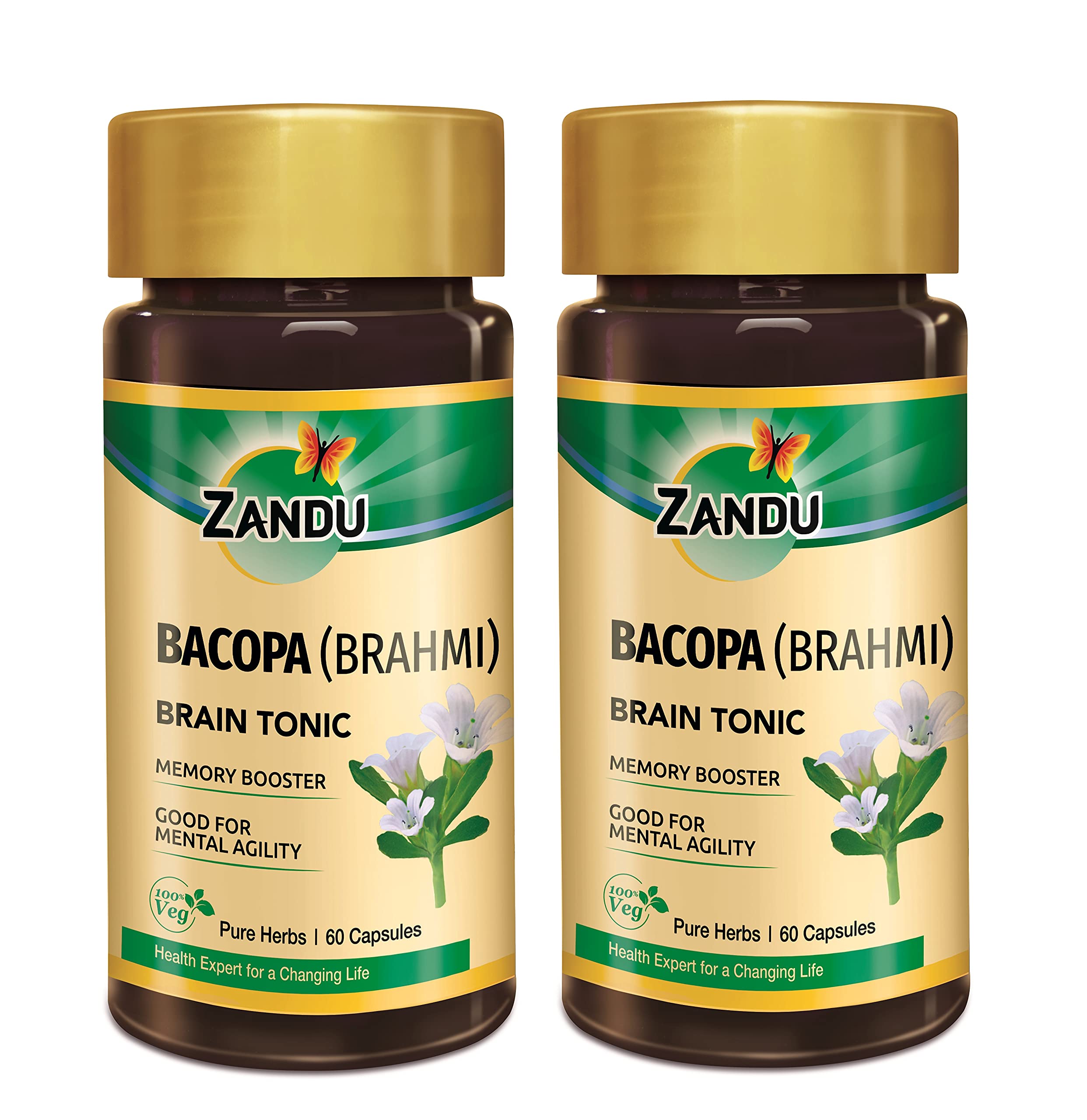 Zandu Bacopa (Brahmi) Capsules: An Age Old Ayurvedic Remedy Made Using Natural Extracts of Brahmi| Helps Improve Focus & Learning- 60 Veg capsules (Pack of 2) (B0B3MJ6F53) Amazon Price History, Amazon Price Tracker
