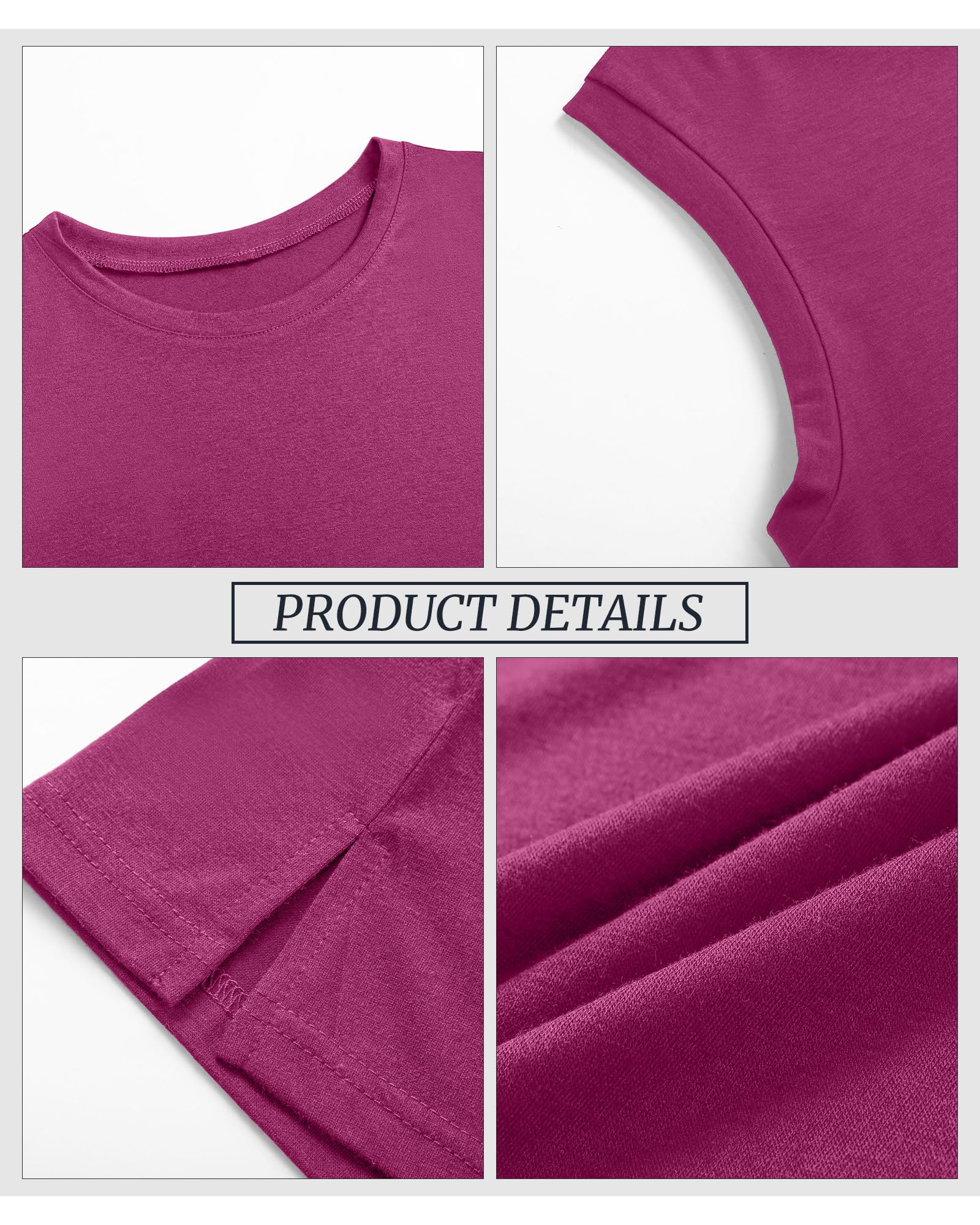 Ficerd 4 Pack Women's Sleeveless Tops, Casual Summer Loose Fit T Shirts Solid Color Tunic Tank Tops Ladies' Crew Neck Tee