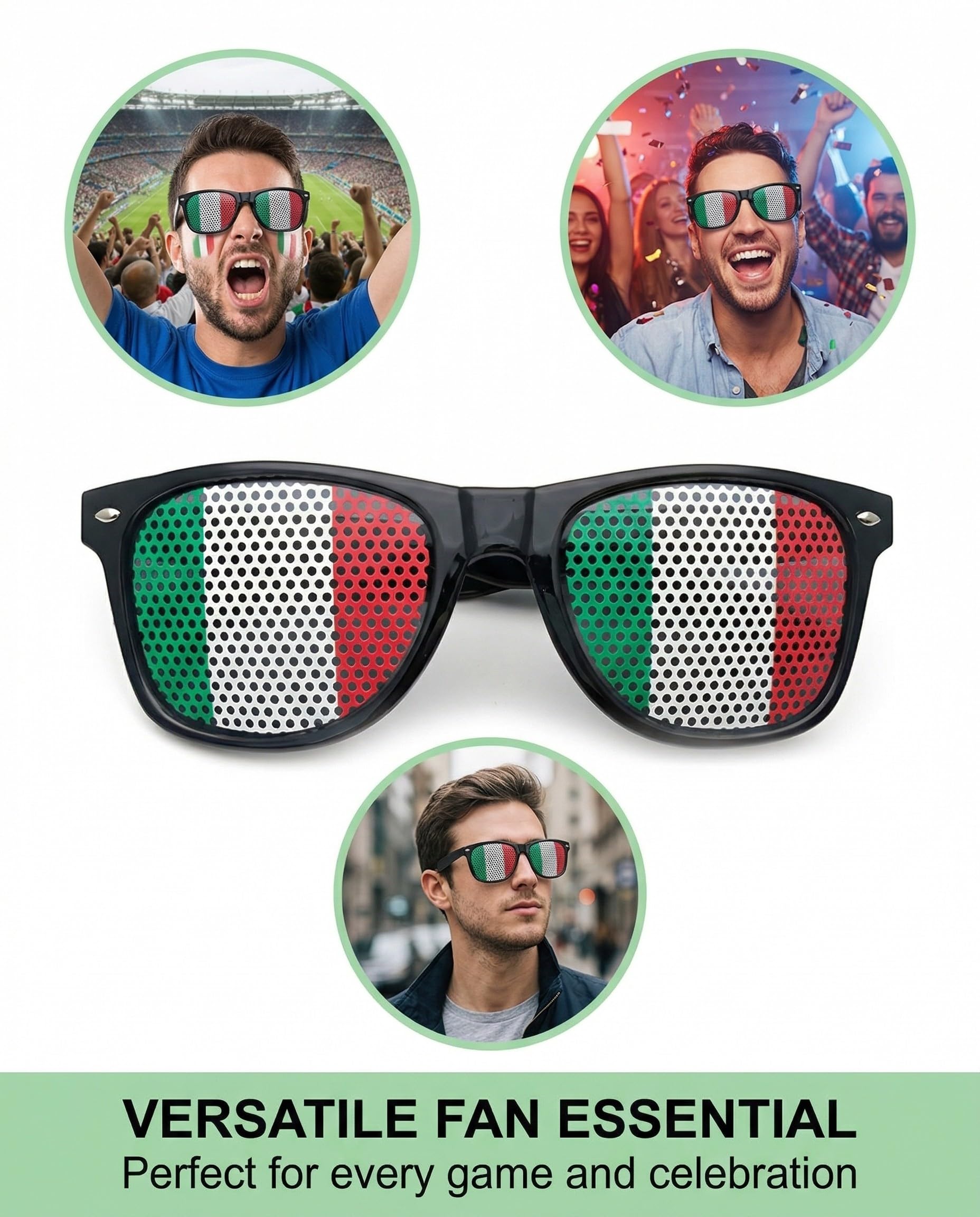 Occhiali Italia Tricolore 2 Paia Tifosi Azzurri Nazionale Calcio