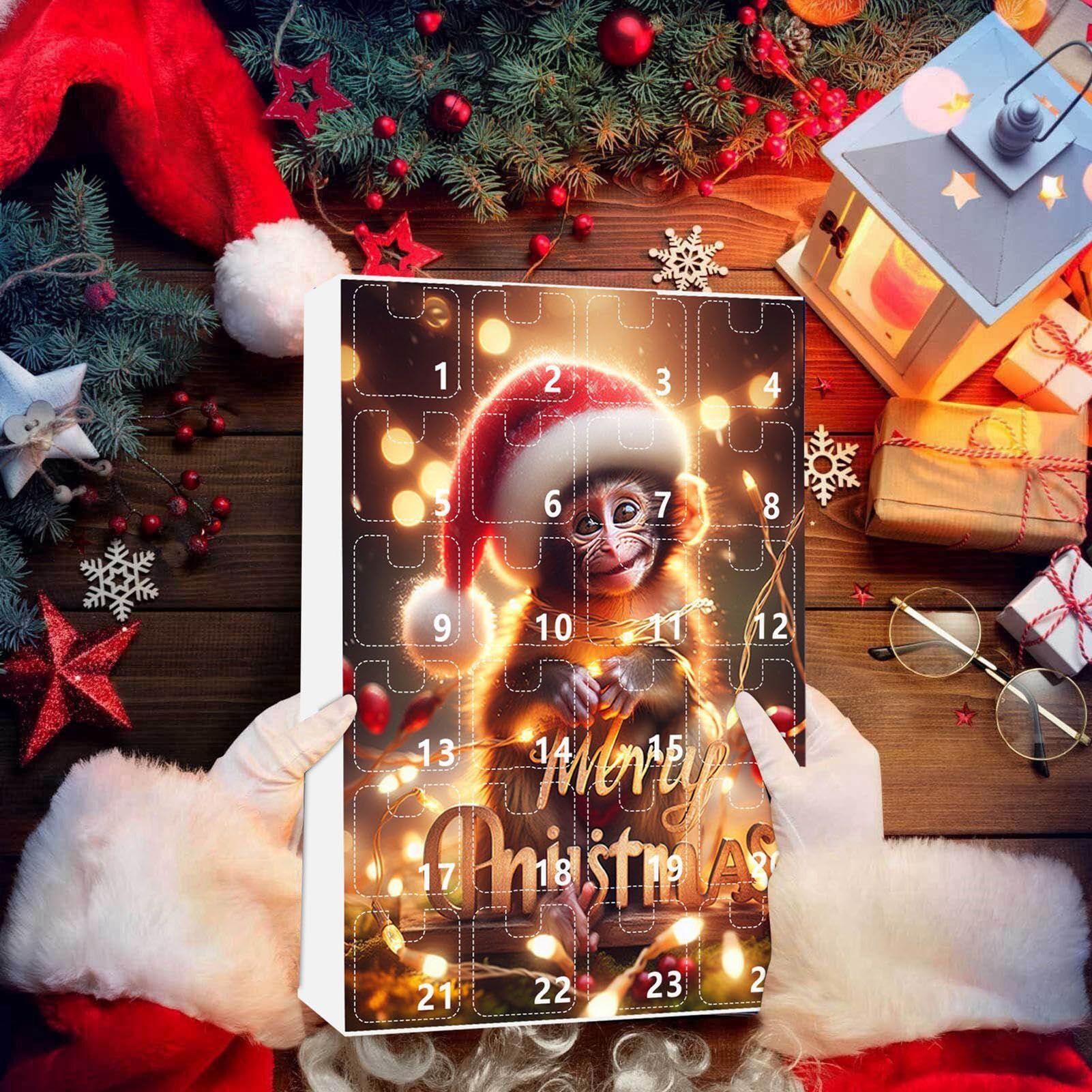 Calendrier De L'Avent Singe 2025 - 24 Pendentifs Acrylique, Décoration Murale Ou Sapin