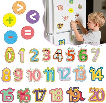 26 Pieces Large Number Magnets for Toddlers 1-3, Magnetic Numbers 0-20 & Mathematical Operator Magnet for Whiteboard & Fridge, Large Number Magnets for Toddlers 1-3, Magnetic Numbers 0-20