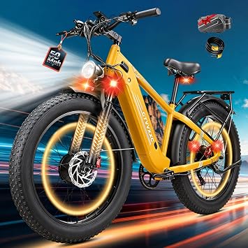 8000W Peak Dual Motor Ebike for Adults, Max 50 MPH Fast Electric Bike, 52V 1352Wh Built-in Battery 100 Miles, Adjustable Stem, Lockable Suspension, 26" Electric Bicycle for Off-Road Mountain