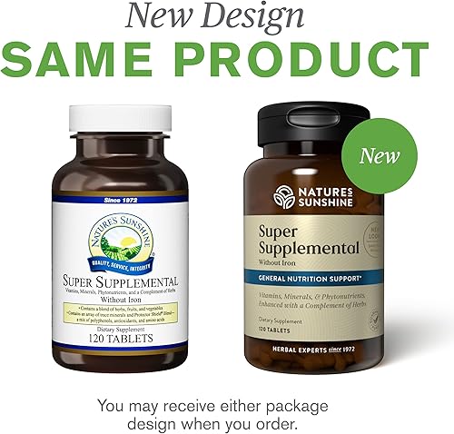 Miniatura 7 de Nature's Sunshine Súper suplementario sin hierro, 120 tabletas  Multivitamínico para hombres y mujeres proporciona vitaminas, minerales,