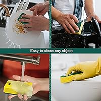 Vista 3 de Esponjas de cocina – Esponja de doble cara resistente, (12 unidades) esponjas antiarañazos, perfectas para lavar platos de cocina y limpieza