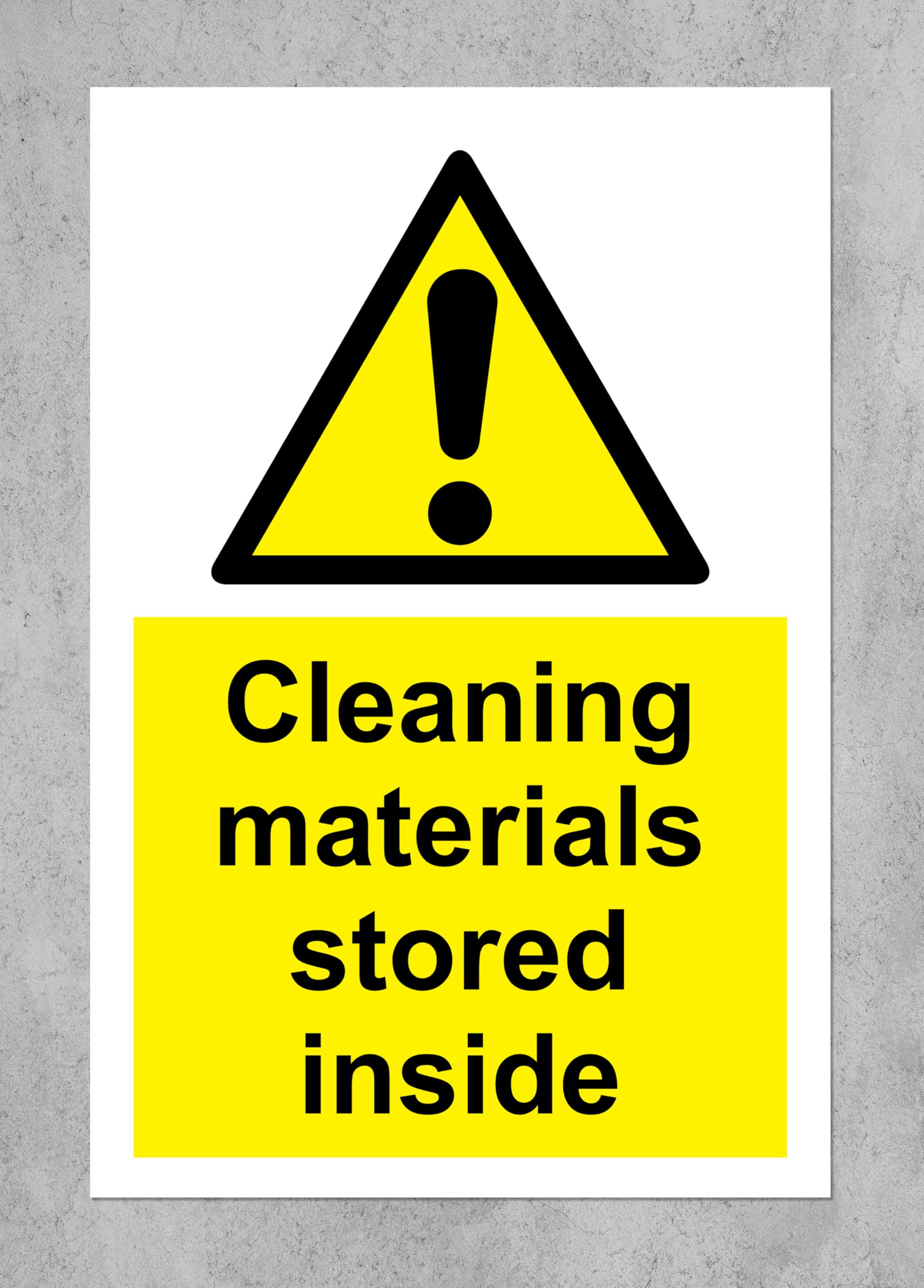 Cleaning materials stored inside safety sign - Self adhesive sticker (300mm x 200mm)