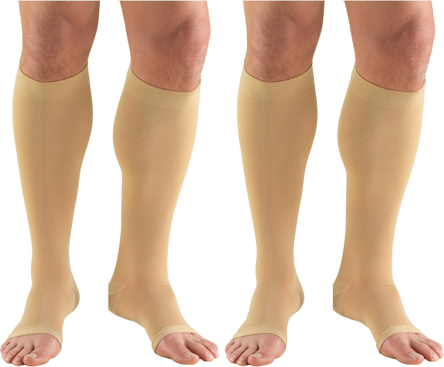 Truform Compression 20-30 mmHg Knee High Open Toe Stockings Beige, Medium - Short, 2 Count (0865S-M 2PK)