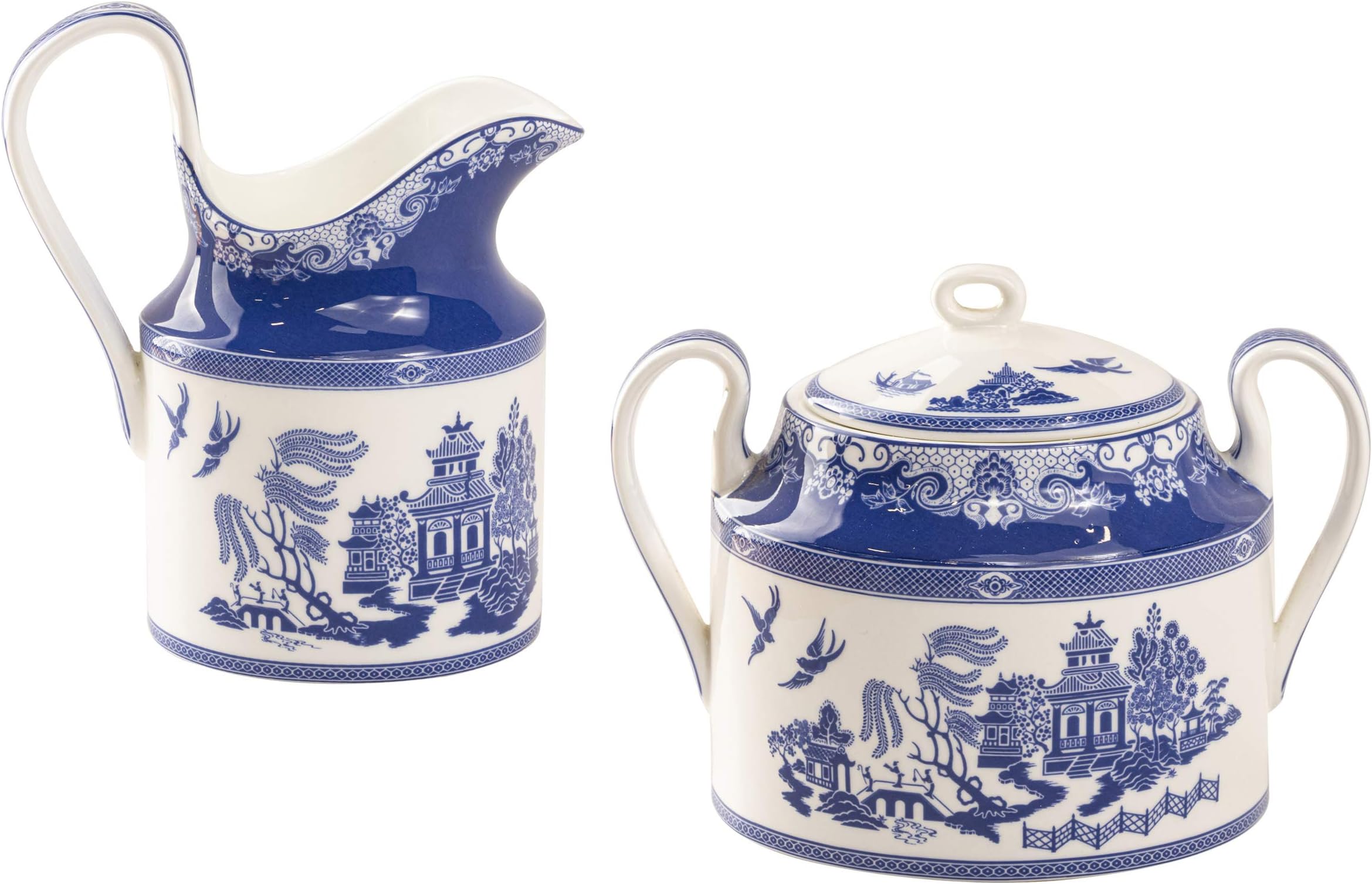 Bone China Blue Willow Sugar And Creamer Set (2-Piece Set)