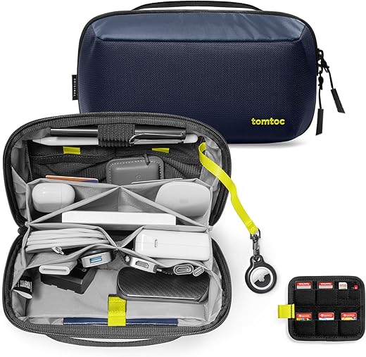 tomtoc Electronic Organizer Accessory Tech Pouch for MacBook Charger, Cables, Power Bank, Hard Drive, Cords, Water-Resista