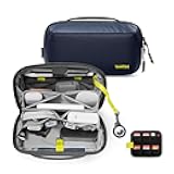 tomtoc Electronic Organizer Accessory Tech Pouch for MacBook Charger, Cables, Power Bank, Hard Drive, Cords, Water-resistant Storage Bag with Removable Card Slots for USB Adapter, Memory Card, Blue