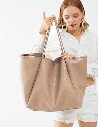 Miniatura 6 de HOXIS Bolso de mano de cuero PU de gran tamaño para mujer, bolso de fin de semana, bolso de viaje