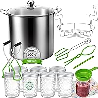UONMAY 20 Quart Stainless Steel Water Bath Canner Kit with Rack, 7 Mason Jars & Tools - Beginner Canning Supplies Starter Set