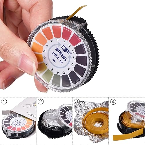 Miniatura 6 de Jovitec Rollo universal de tiras de papel de prueba de pH rango completo de pH 0-14 2 rollos 164ftrollo
