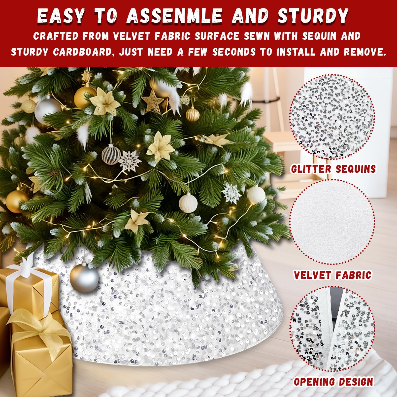 CCYKXA Jupe De Sapin De Noël, Cache Pied Sapin De Noel, Jupe