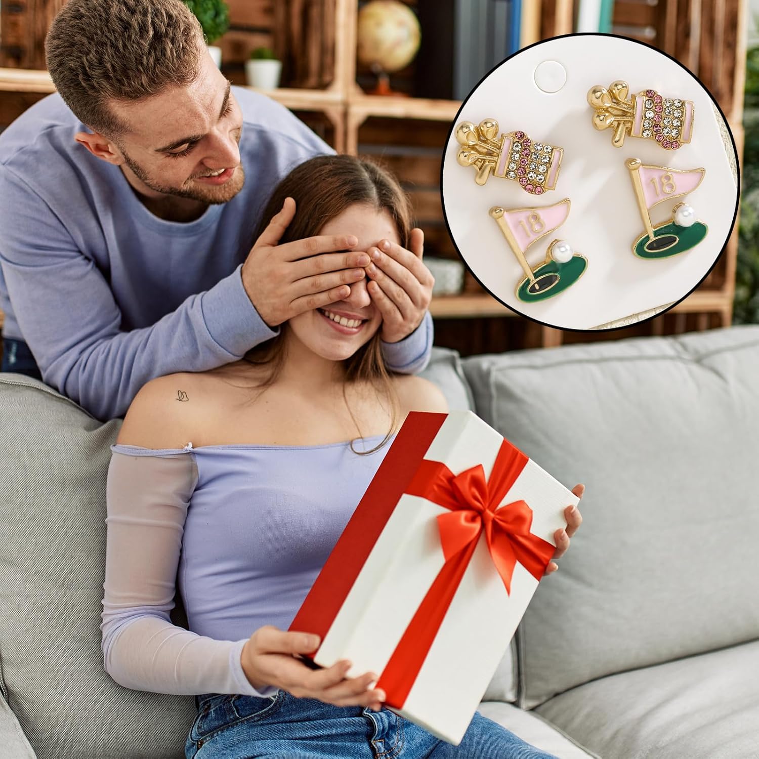 2 Pairs of Golf Earrings Studs Sets for Women, Sport Themed Rhinestone Sparkly Studs Golf Accessories Jewelry Stud Earrings for Golfer Golfing Lovers Earrings Gifts - Image 7