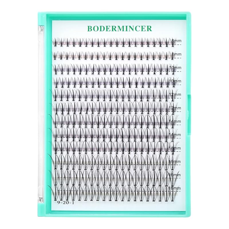 BODERMINCER Cílios Postiços em Tufo 7D Spike, Curvatura D, 240 unidades, 8–16 mm