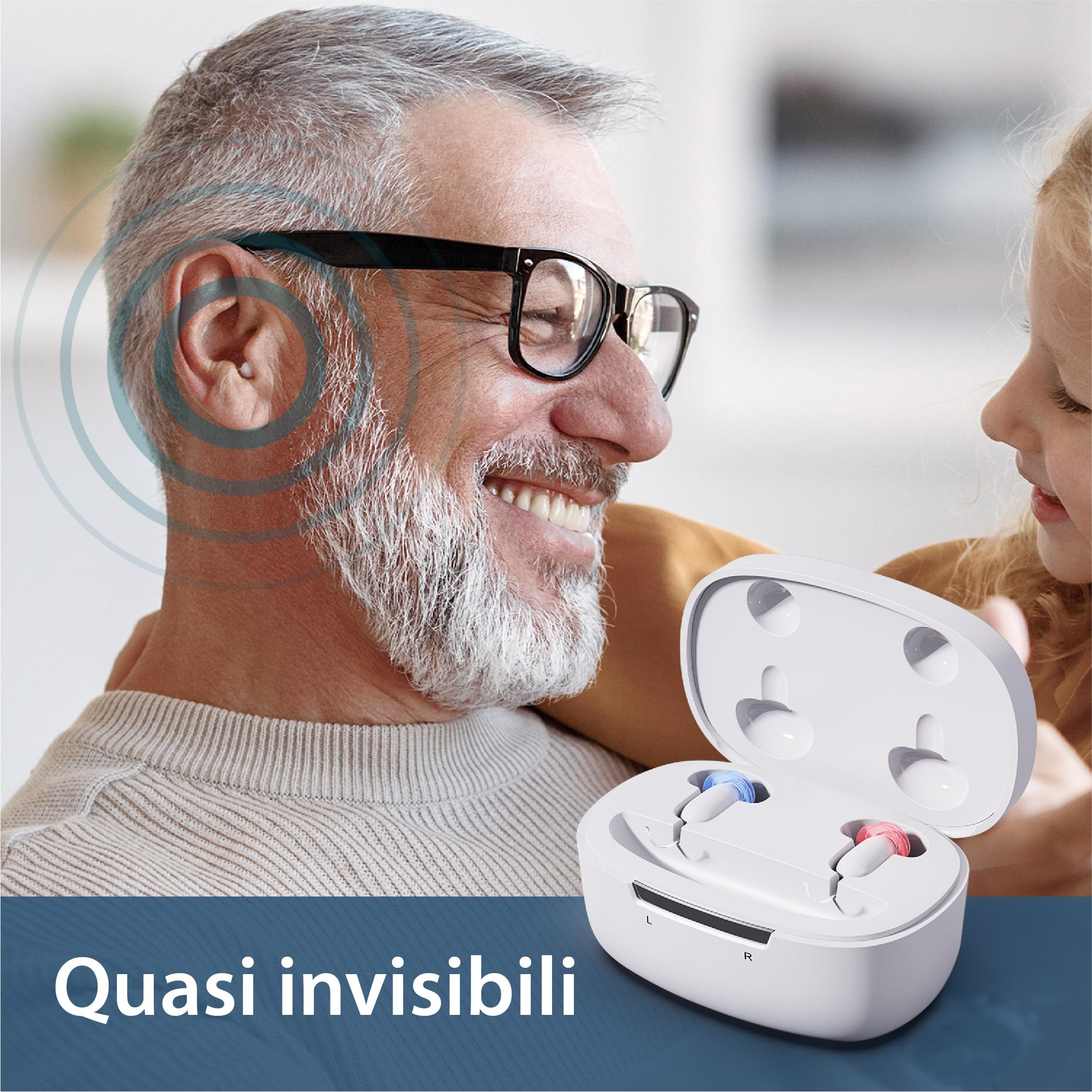 mini amplificatore acustico Ceretone Core One, amplificatore udito ricaricabile, micro amplificatore audio con app per regolazione del suono