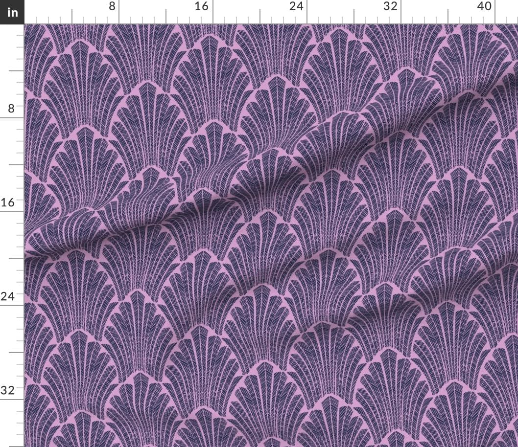 Spoonflower Fabric - Art Deco Garden Navy Orchid Glamorous 1920S Flapper Hollywood Regency Printed on Petal Cotton Fabric Fat Quarter - Sewing Quilting Apparel Crafts Decor