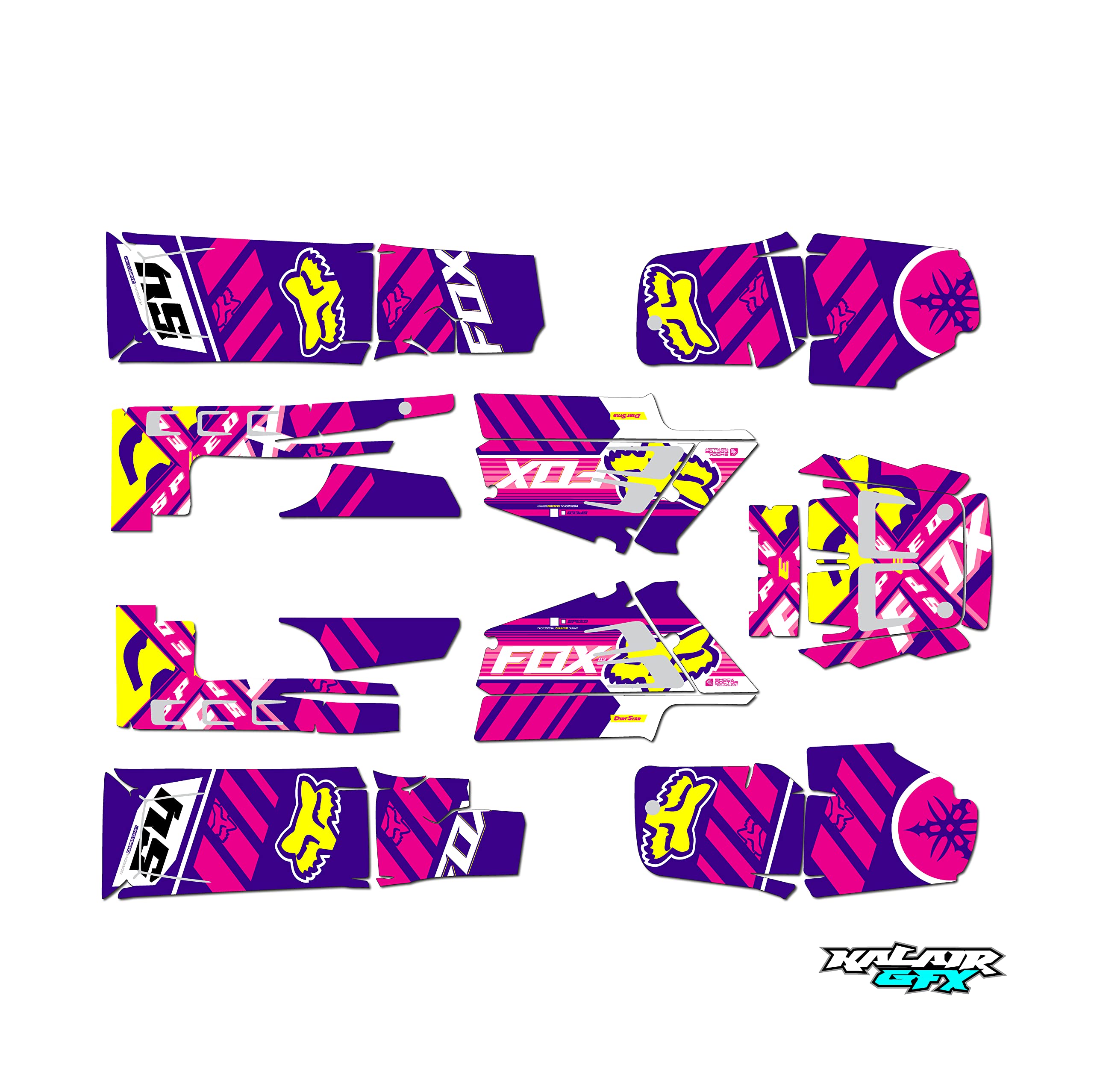 Kalair GFX Graphics Kit for Yamaha BANSHEE 350 (2001-2012) Split Series Pink 16 Mil - ATV UTV Dirt bike stickers, Quad dirtbike racing decal automotive motocross accessories no-plastics