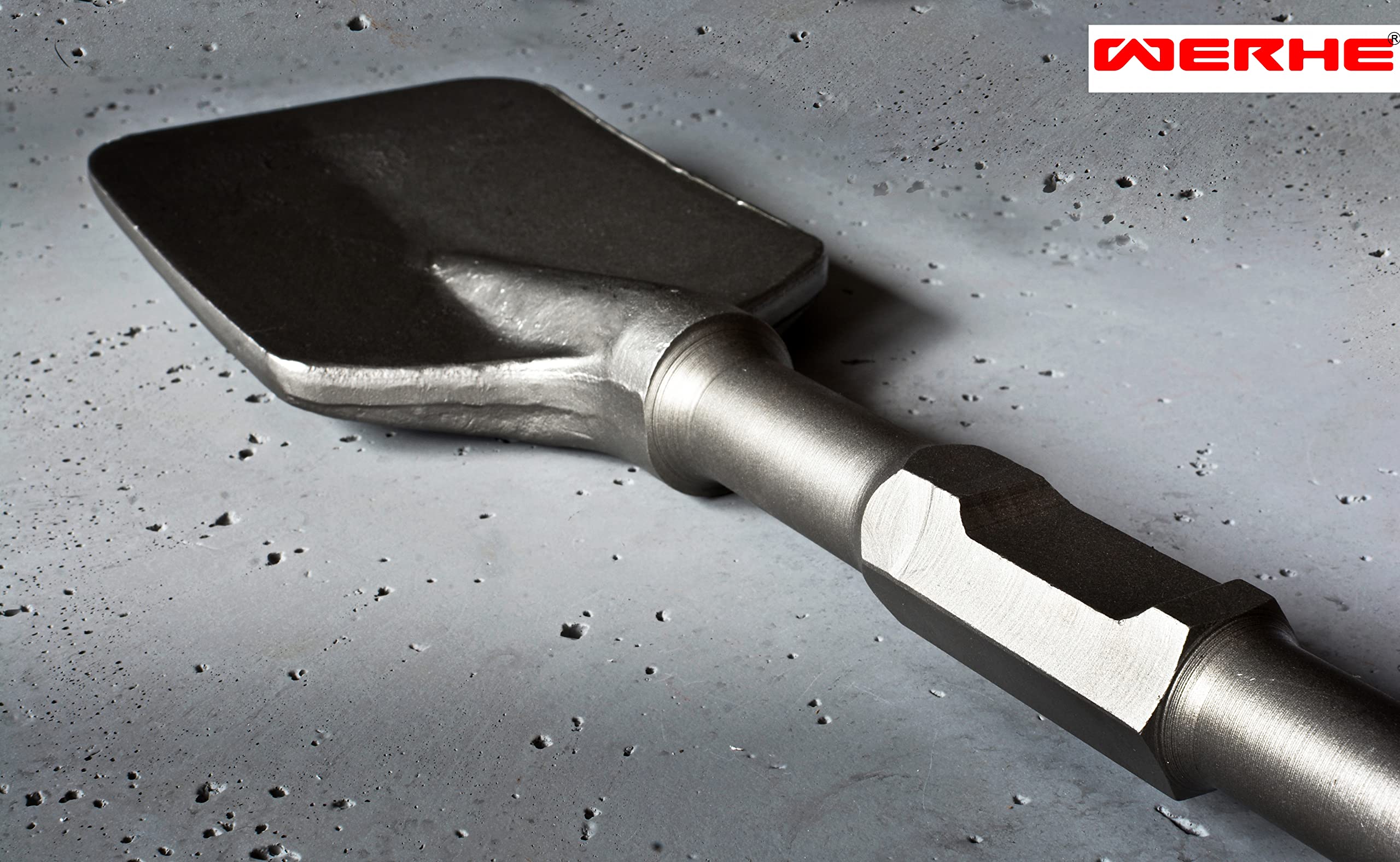 WERHE Professional SDS esadecimale 135 x 410 mm asta esagonale pala scalpello per martello demolizione 30 mm in custodia di plastica