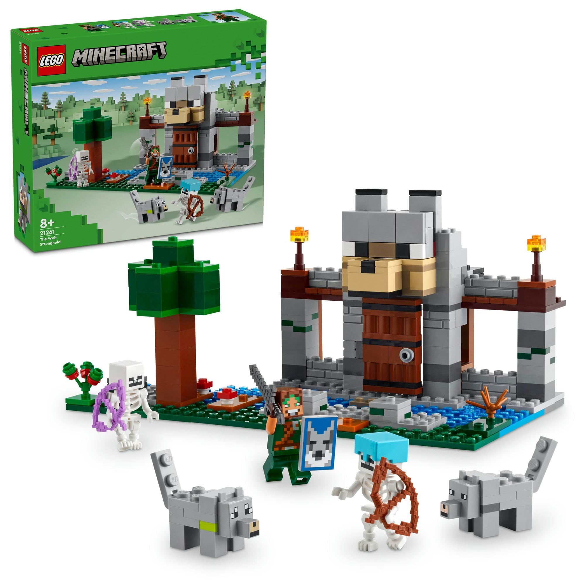 LEGO Minecraft 21261 Wolf Fortress Toy, Present, Blocks, Boys, Girls, Children, 7, 8, 9, 10, Elementary School Students, Minifigure, Micra