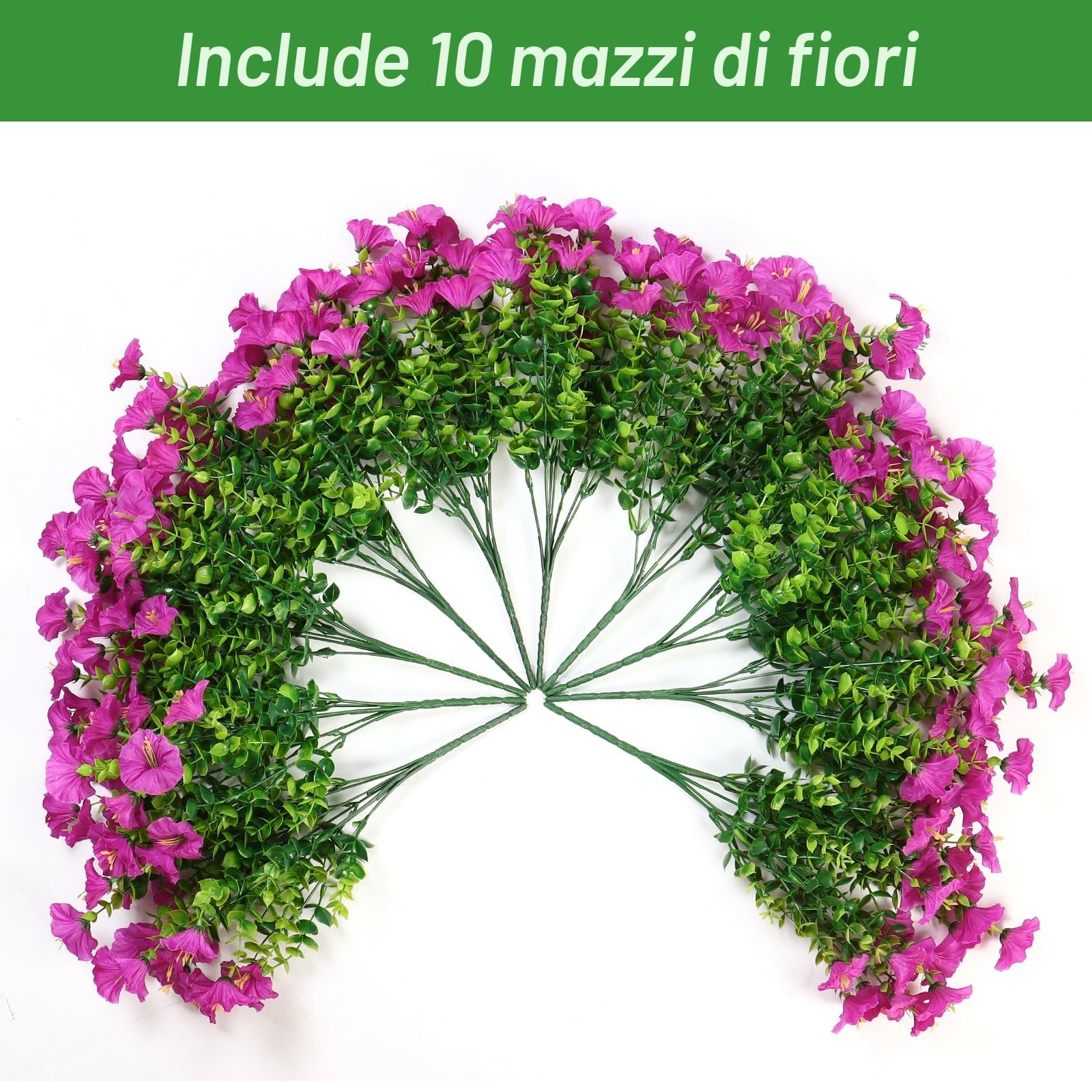 Weldomcor 10 Pezzi Flori da Esterno Artificiali Resistente ai raggi UV Fiori Finti Artificiale Arbusti Ramo Piante Artificiali per Patio Portico Finestra Scatola di Nozze Agriturismo Decor, Fucsia