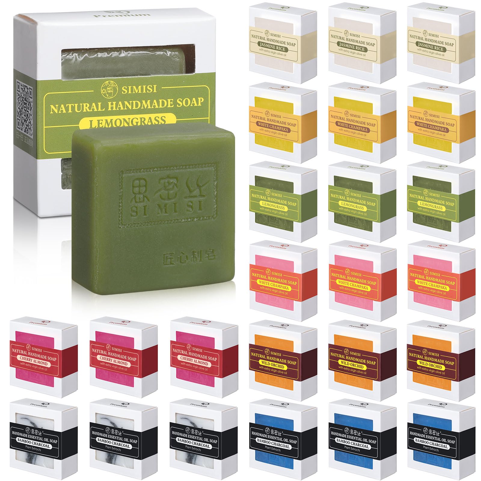 Loopeer24 Pcs Bar Soap Bulk Gifts 3.5 oz Handmade Natural Soap for Body and Hands, Smooth Skin Bath Clean Sing Scent Wash Soap Bars Bar Bulk Gift Set Christmas Gifts Travel Size Bulk Set for Women