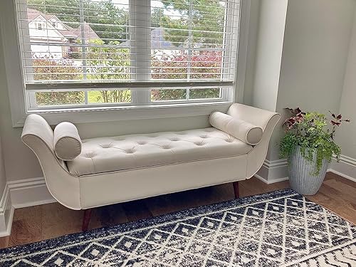 Miniatura 9 de Banco de almacenamiento de terciopelo para dormitorio al pie de la cama con 2 almohadas, banco otomán de almacenamiento tapizado con botones