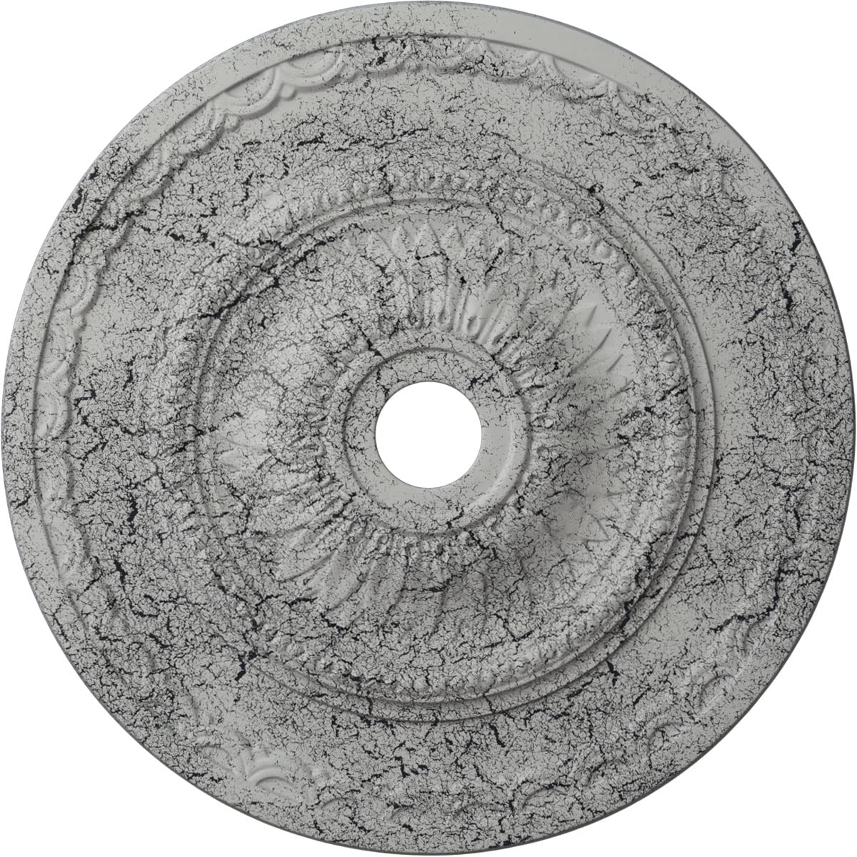 Ekena Millwork CM29SFUWC - 29 1/2"OD x 3 5/8"ID x 1 5/8"P Sunflower Ceiling Medallion (Fits Canopies up to 5 5/8") - Ceiling Medallion, Ultra Pure White Crackle
