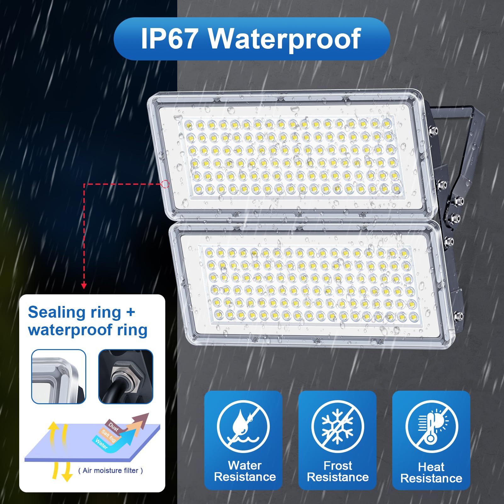 200W Projecteur LED Extérieur - 2PACK 20000LM Lumineux Spot LED Extérieur avec Transformateur, Projecteur Exterieur Blanc Froid 7000k, IP67 Étanche Eclairage Exterieur pour Garage, Stade, Usines