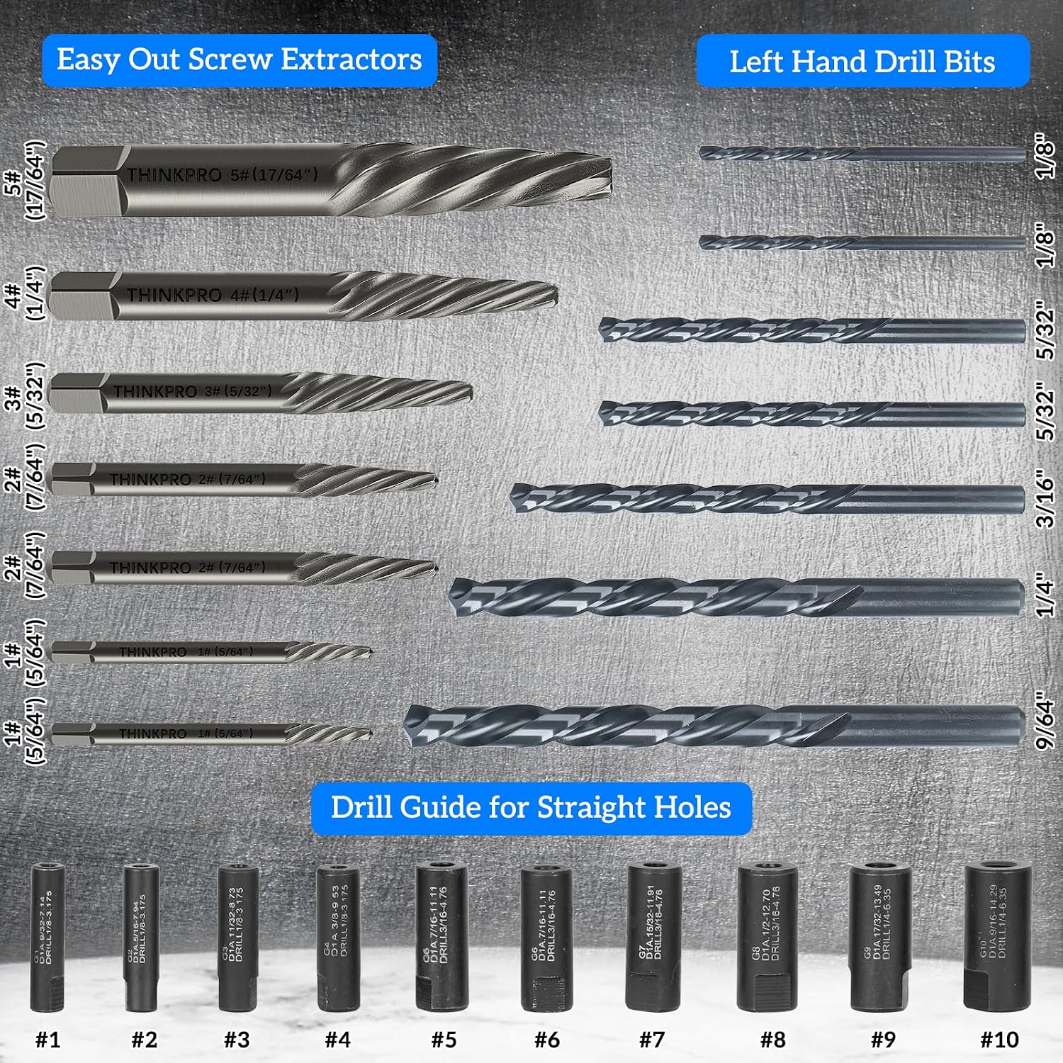 Broken Bolt Extractor Kit-24 Pieces Reverse Drill Bit Extractor Set with Left Hand Drill Bit Guides,Easy Out Screw Extractor Set For Stripped,Broken Head Screw and Nuts