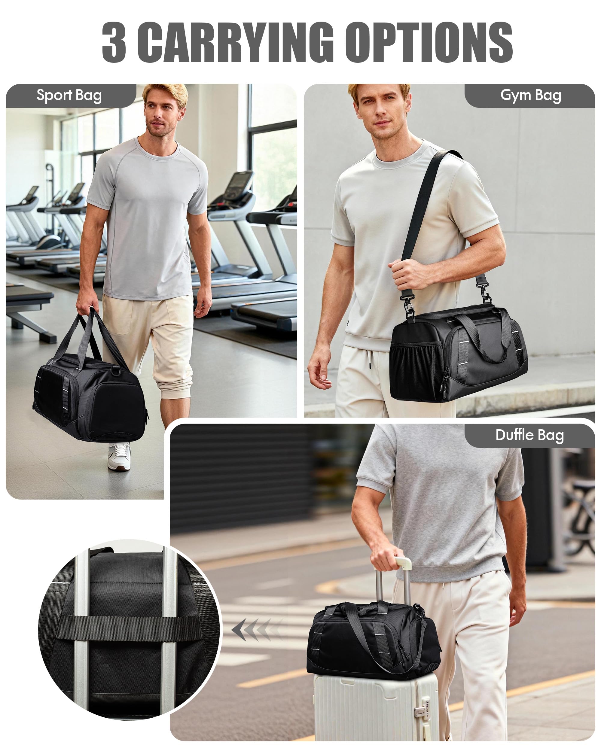 Borsa da Palestra Piccola per Uomo, Borsa da Viaggio con Scomparto per Scarpe, Borsa da Weekend da 16 Litri per Sport, Allenamento e Viaggi
