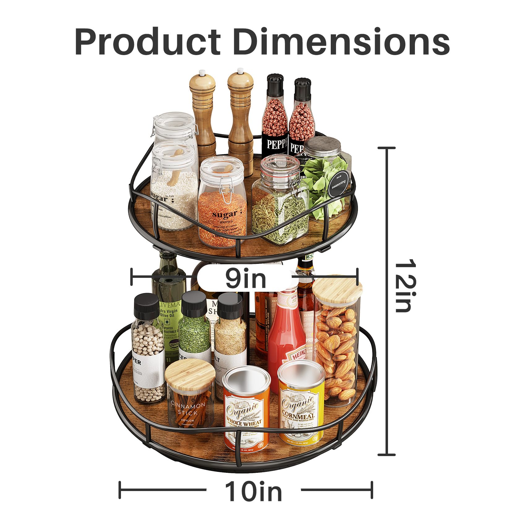 Snapklik.com : SNTD Lazy Susan Organizer Turntable Spice Rack - 2 Tier ...
