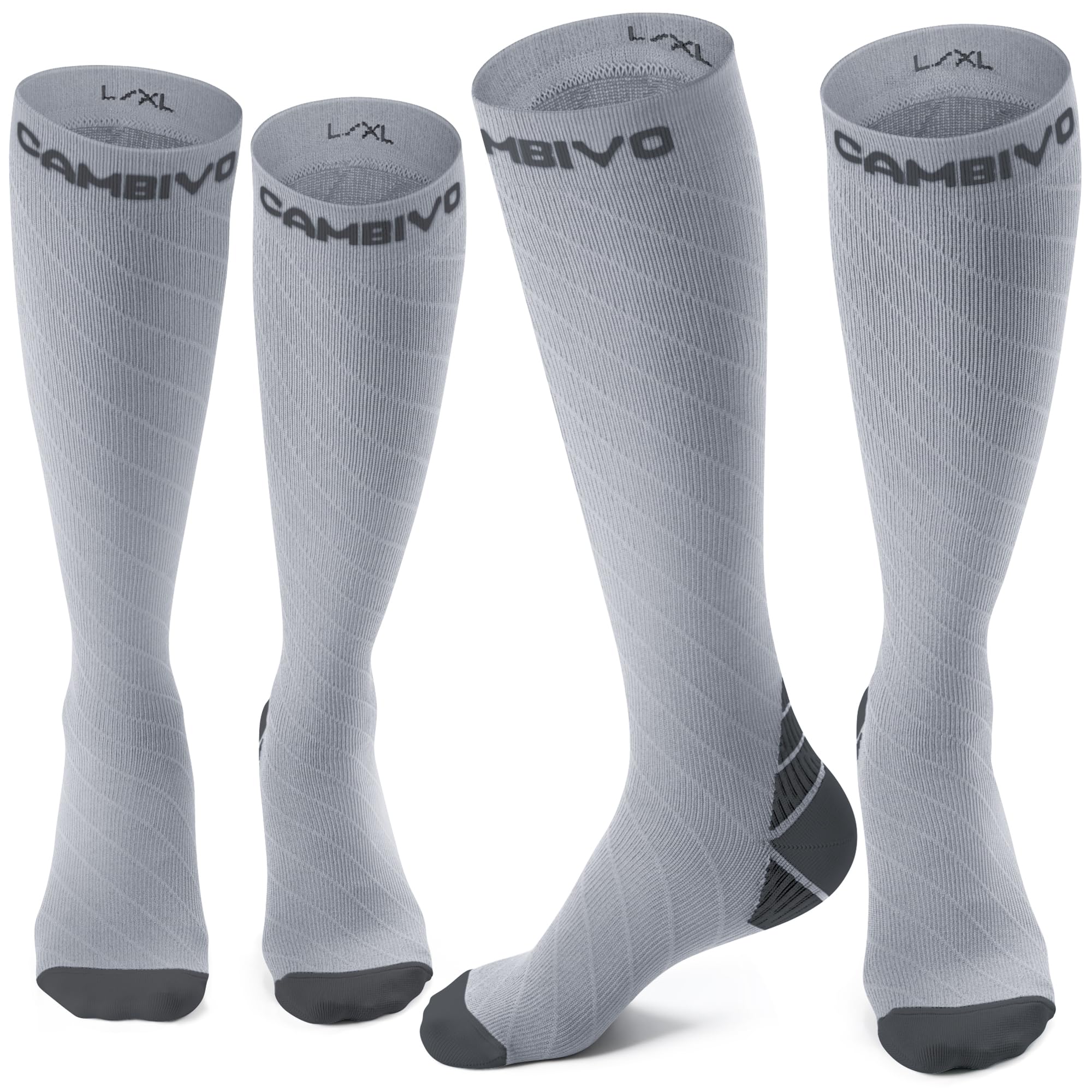 CAMBIVO Compression Socks for Women & Men 2 Pairs, Flight Socks Compression Stockings Running Socks for Calf & Ankle Support, Sports, Flying, Maternity Pregnancy, Nurses, Travel