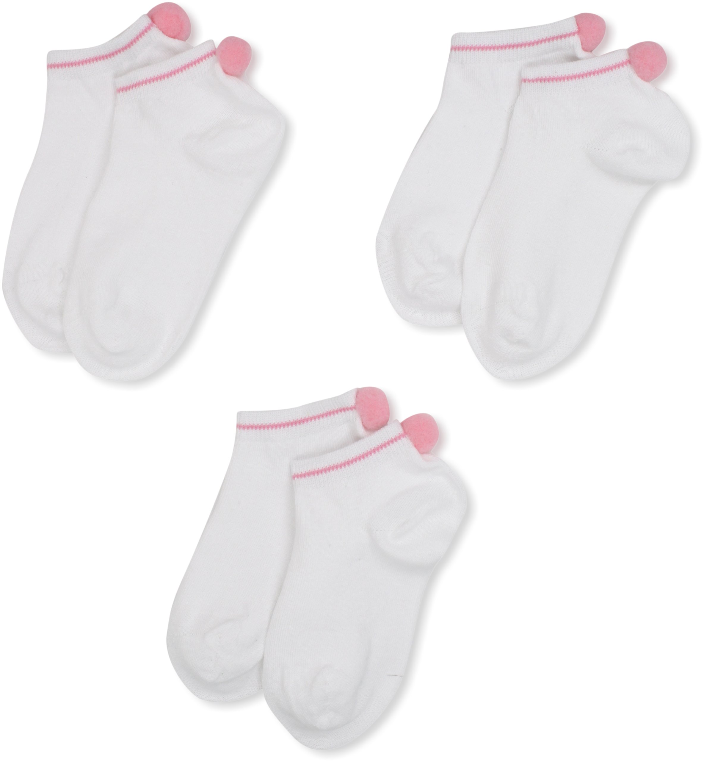 Jefferies Socks Girls 2-6X Seamless Pom Ped 3 Pair Pack Socks