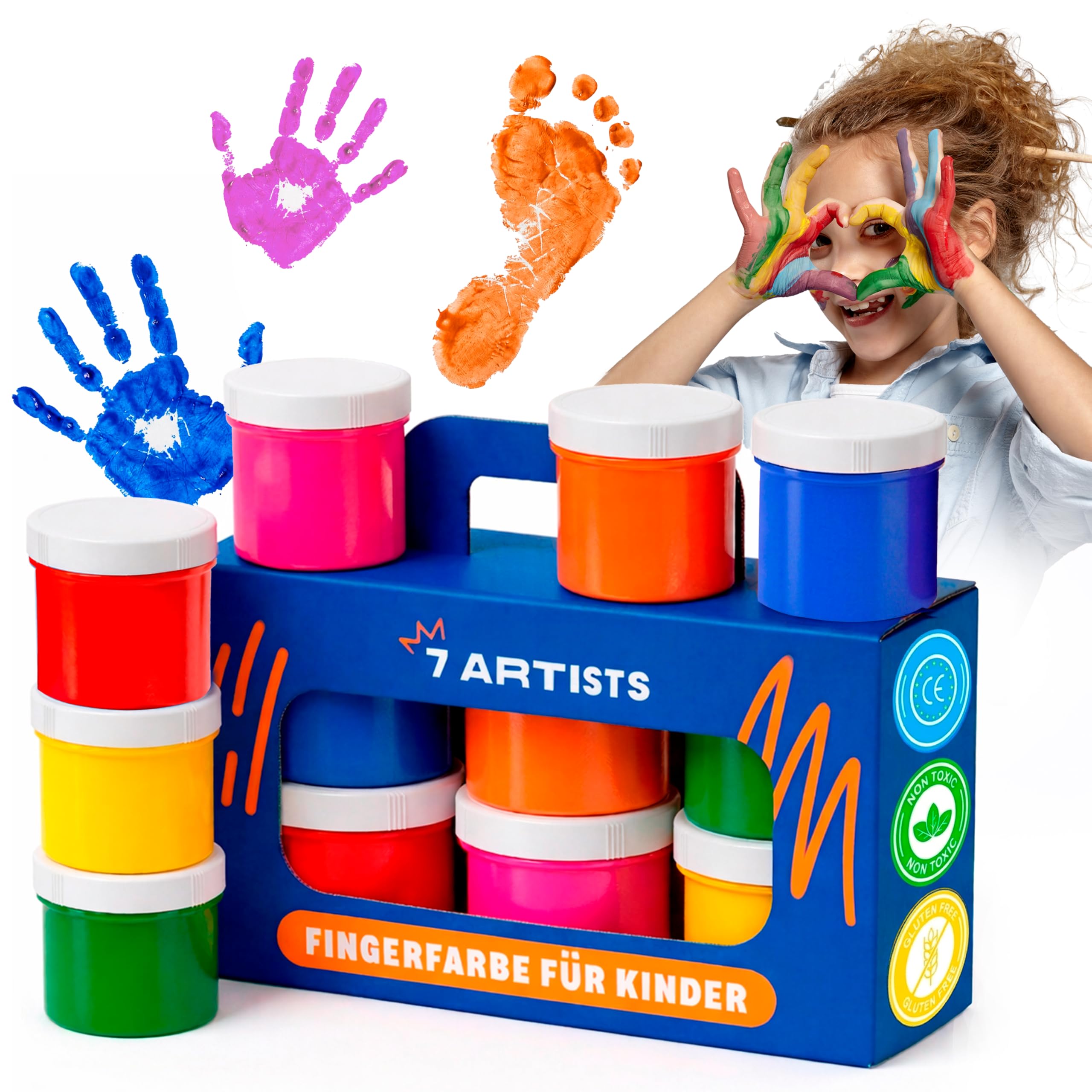 Pintura Dedos Bebe No Toxica Lavable 6x60ml – Pintura de Dedos Para Niños 1, 2, 3 años | Pintar con Manos y Pies | Pinta con Manos & Huellas Bebé Multi Superficia