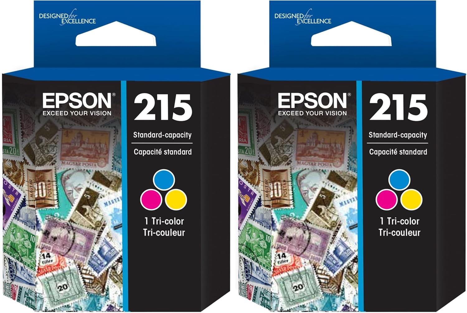 Epson T215 -Ink Standard Capacity Tricolor -Cartridge (T215530-S) for Select Workforce Printers (Pack of 2)