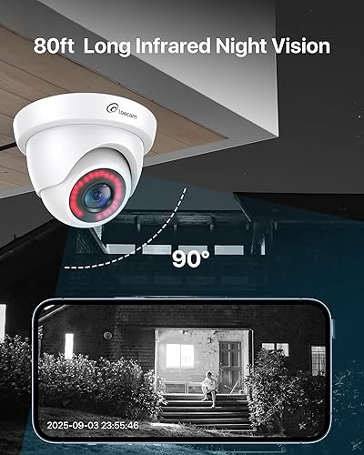 Miniatura 2 de Loocam Cámara de seguridad 1080p HD 1920TVL, híbrida 4 en 1 CVITVIAHDCVBS cámara con cable de domo, visión nocturna IR de 80 pies, IP66 resistente a