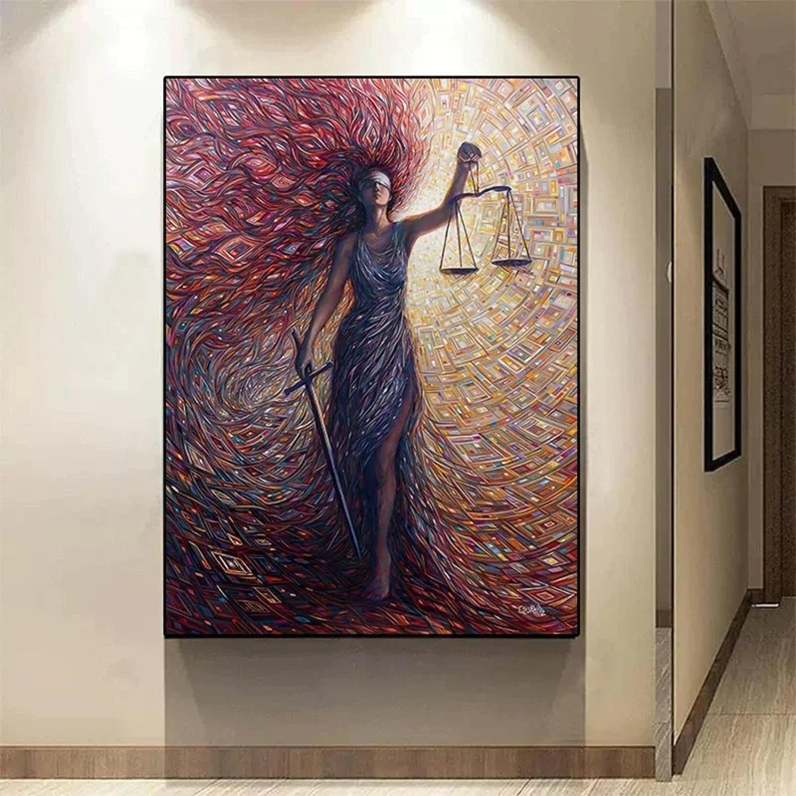 Zhaolin Inner Frame Abstract Scales Of Justice Goddess Of Justice Attorney Art Posters Canvas Painting Wall Art Prints Pictures Home Decor 40X60cm Innerframe