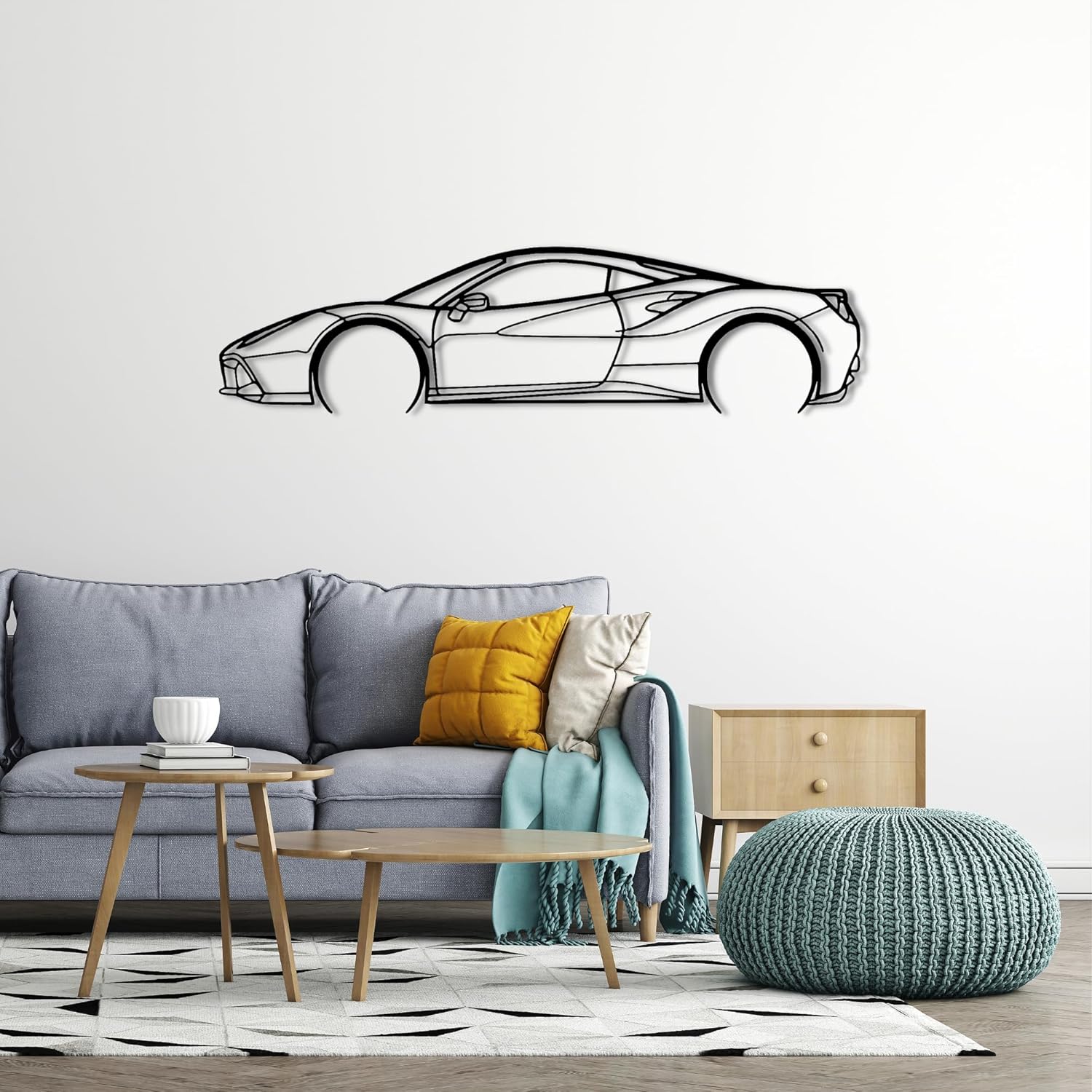 488 GTBB Detailed Silhouette Metal Wall Art | Metal Wall Decor | Automotive Wall Decor | Living Room Wall Decor | Christmas Gifts | Gifts For Car Lovers | Gifts (110 CM 44 Inches)