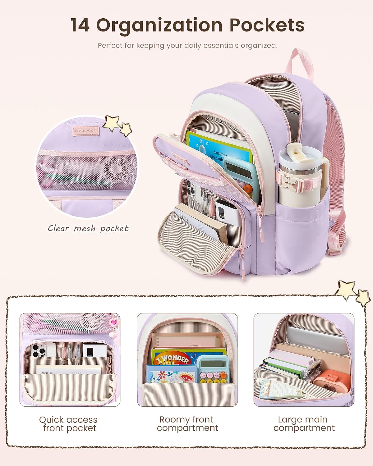 Lovevook Cute School Backpack Girls Ages