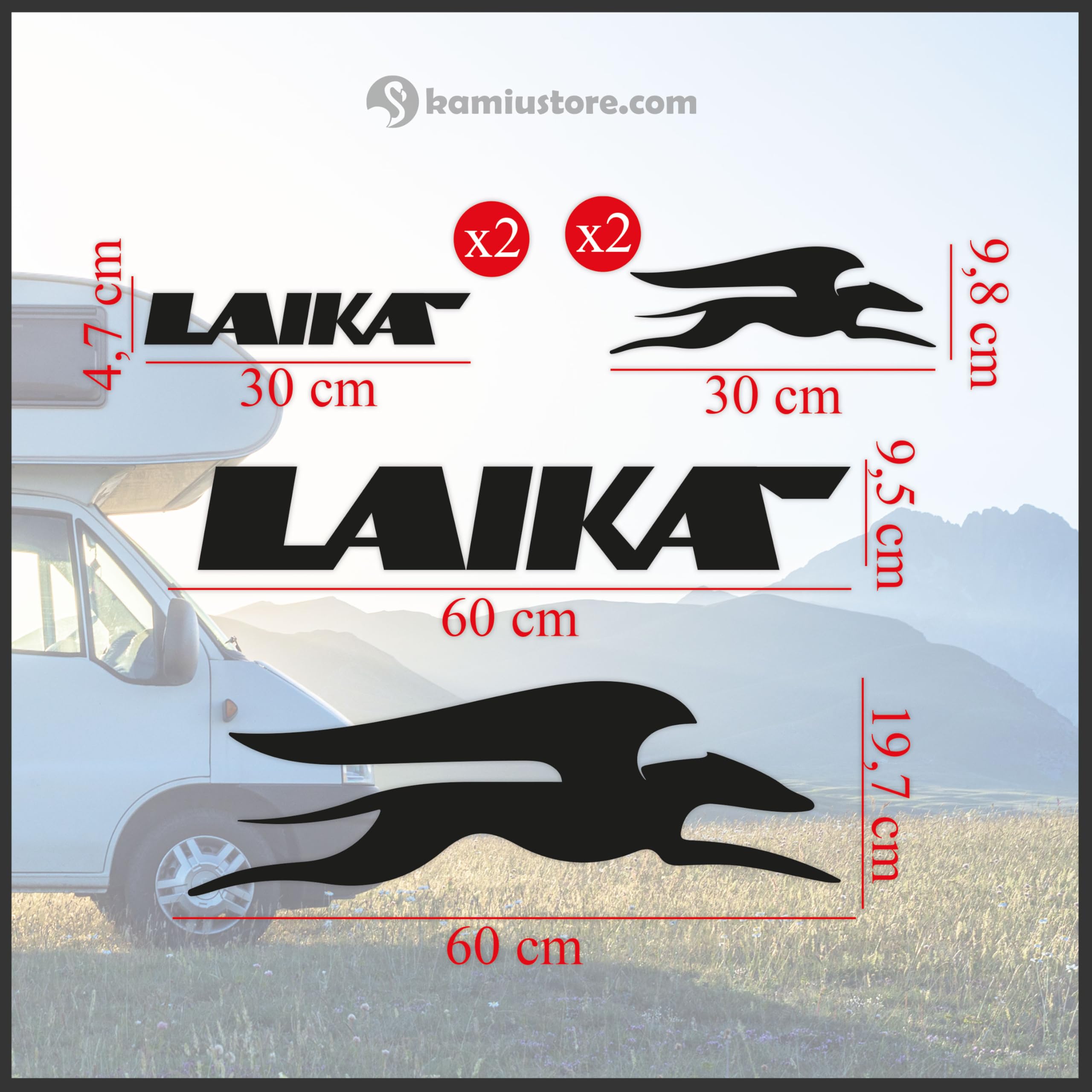 Adesivo set loghi Laika Logo regular per camper caravan roulotte e barche - Italia