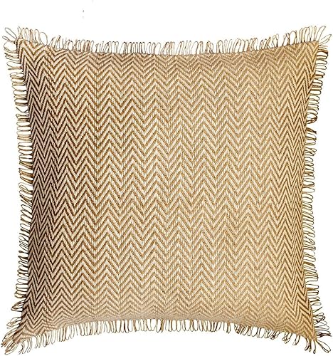 The HomeCentric Funda de cojín decorativa beige de 18 x 18 pulgadas, fundas de almohada decorativas de yute y yute y almohadas marroquíes para sofá,