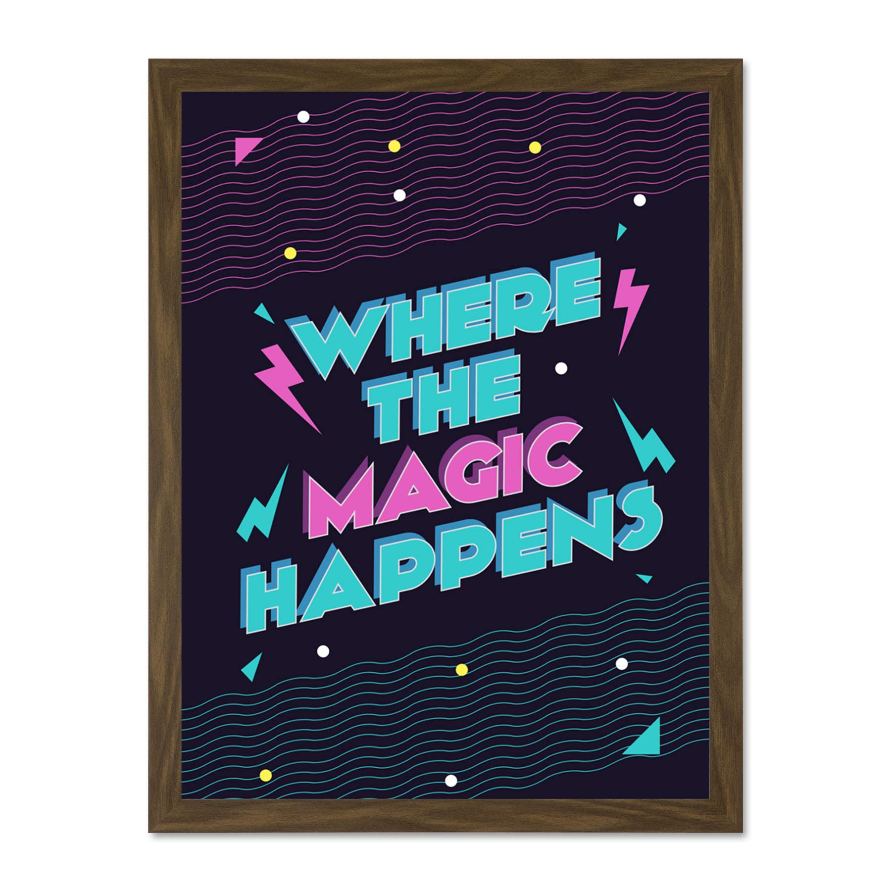 Wee Blue Coo Disco Kitchen Magic Happens Large Framed Art Print Wall Poster 18x24 inch