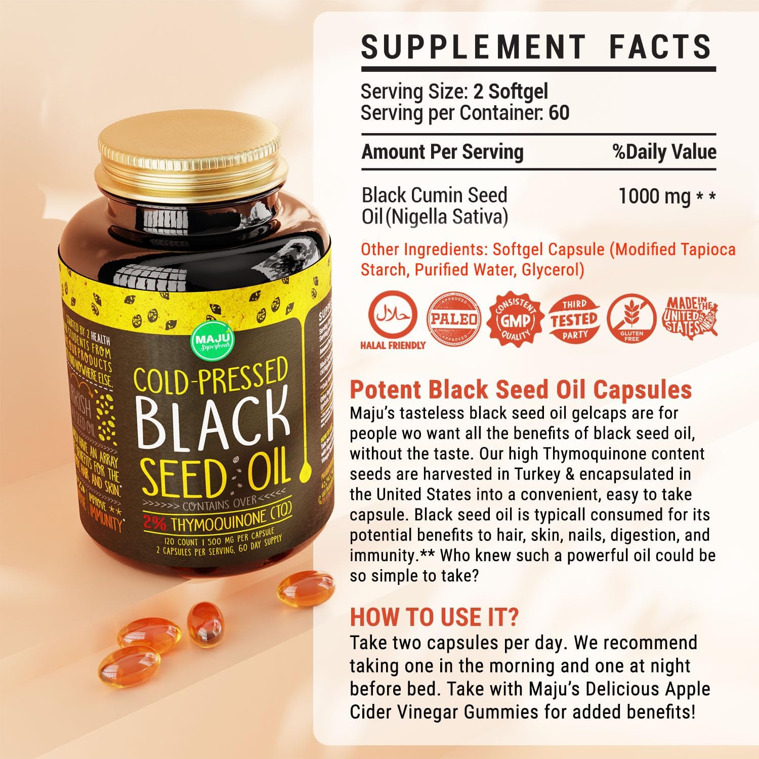 Maju Superfoods Black Seed Oil Capsules and Liquid Bundle