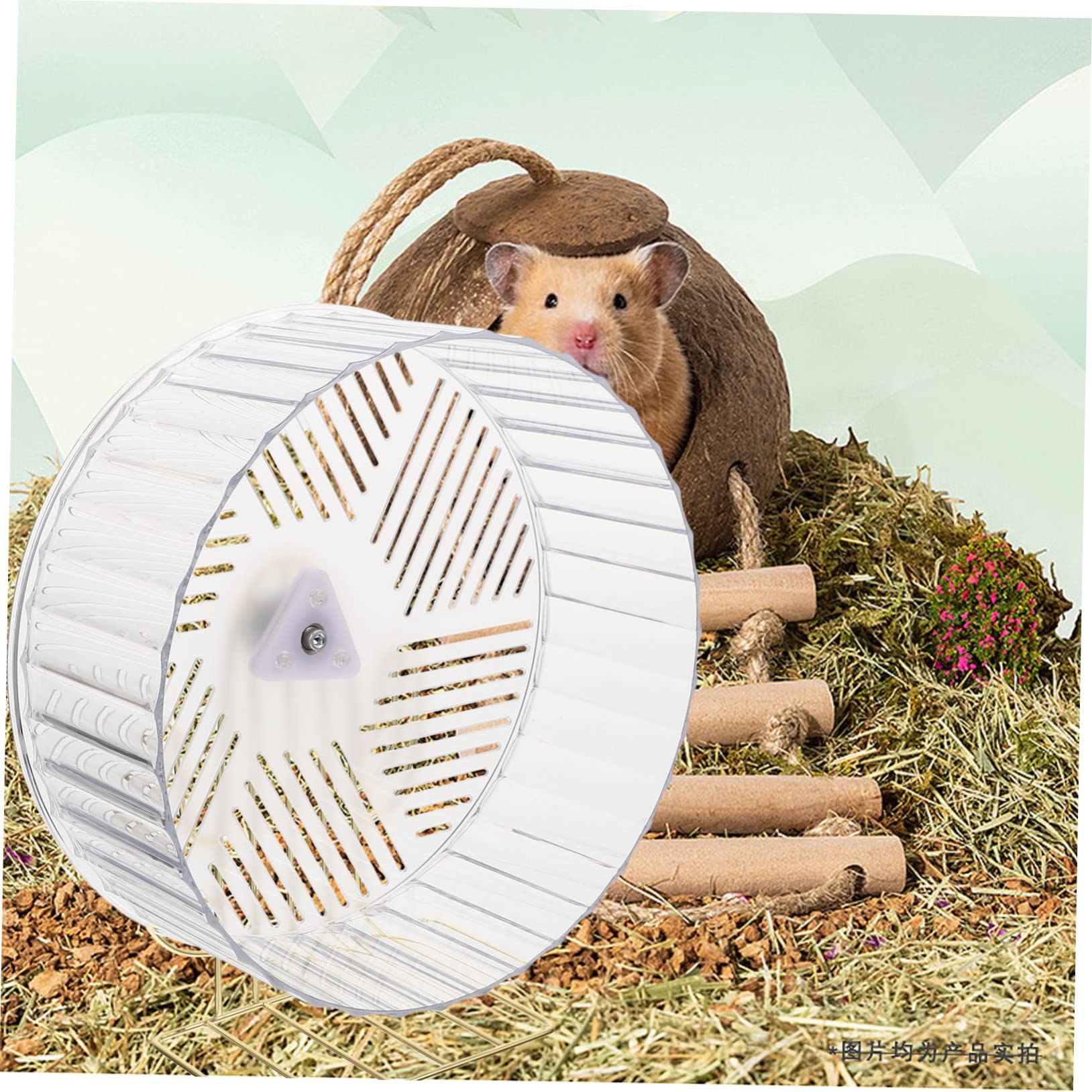 Rueda de Hámster Silenciosa con Soporte, Rueda de Ejercicio para Erizos y Chinchillas, Material Plástico Resistente, Tamaño Grande, para Jaulas y Mascotas Pequeñas Color Aleatorio